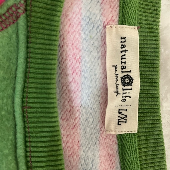 Natural Life Striped Pink and Blue Sweatshirt with Green Accents- oversized look - Picture 6 of 6